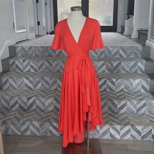 MAJE Retta short-sleeve ruffled wrap dress